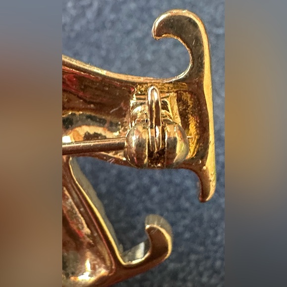 Monet Festive Skating Figures Snowman Brooch with Red Green White & Gold Accents - Picture 3 of 8